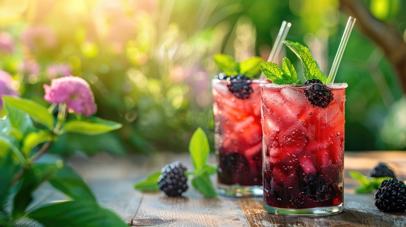 tea mocktail: blackberry tea Bellini